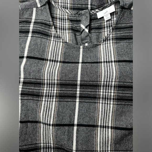 J. Jill Women's Short Sleeve Plaid Shirt Dress with Pockets Size Large Petite - Picture 6 of 10